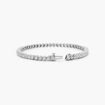 Round Lab Grown Diamond Four Prong Tennis Bracelet, EF Color, VS Clarity, IGI Certificate 