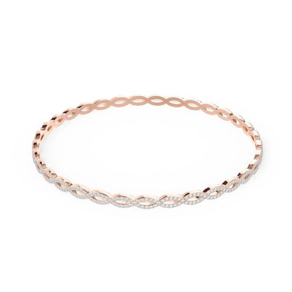 Round Lab Grown diamond Infinity Twist Bangle, EF Color, VS Clarity, IGI Certificate 