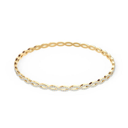 Round Lab Grown diamond Infinity Twist Bangle, EF Color, VS Clarity, IGI Certificate 