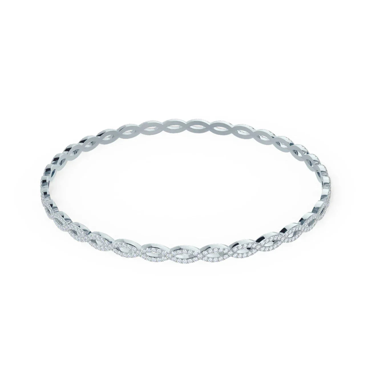 Round Lab Grown diamond Infinity Twist Bangle, EF Color, VS Clarity, IGI Certificate 
