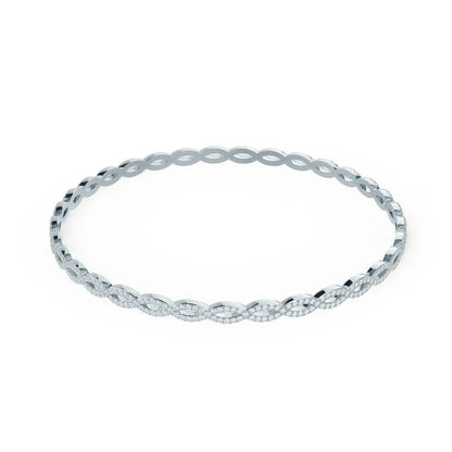 Round Lab Grown diamond Infinity Twist Bangle, EF Color, VS Clarity, IGI Certificate 