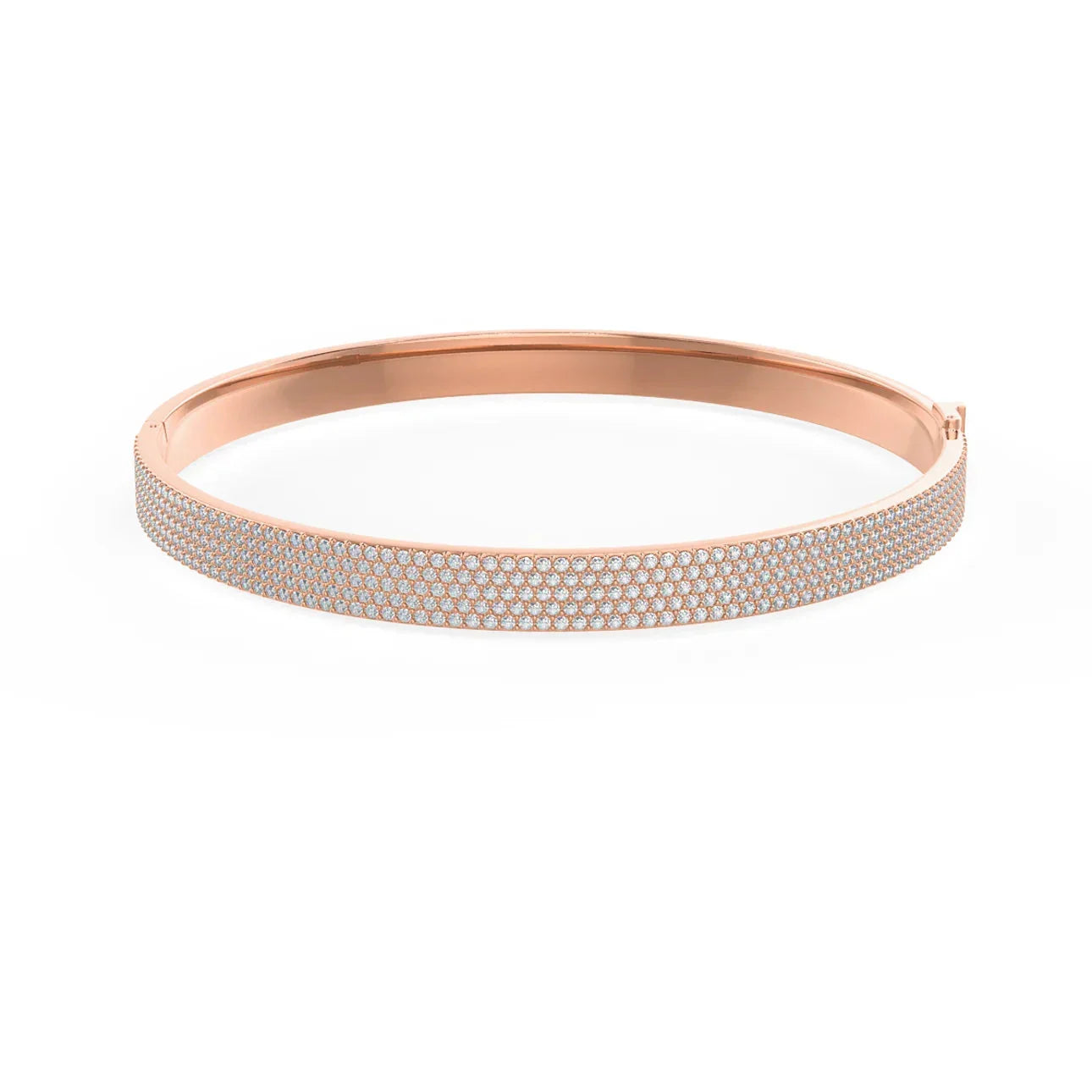 Round Lab Grown Diamond Pave Bangle, EF Color, VS Clarity, IGI Certificate 