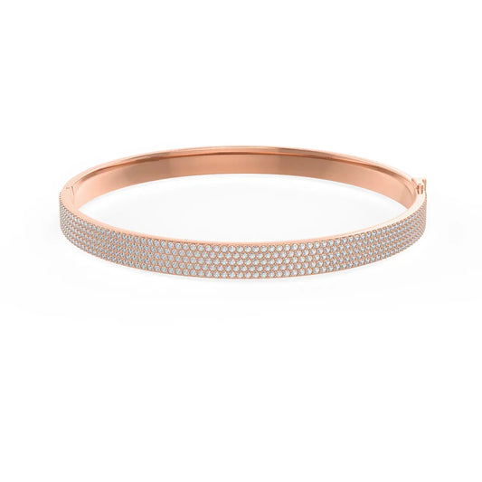 Round Lab Grown Diamond Pave Bangle, EF Color, VS Clarity, IGI Certificate 