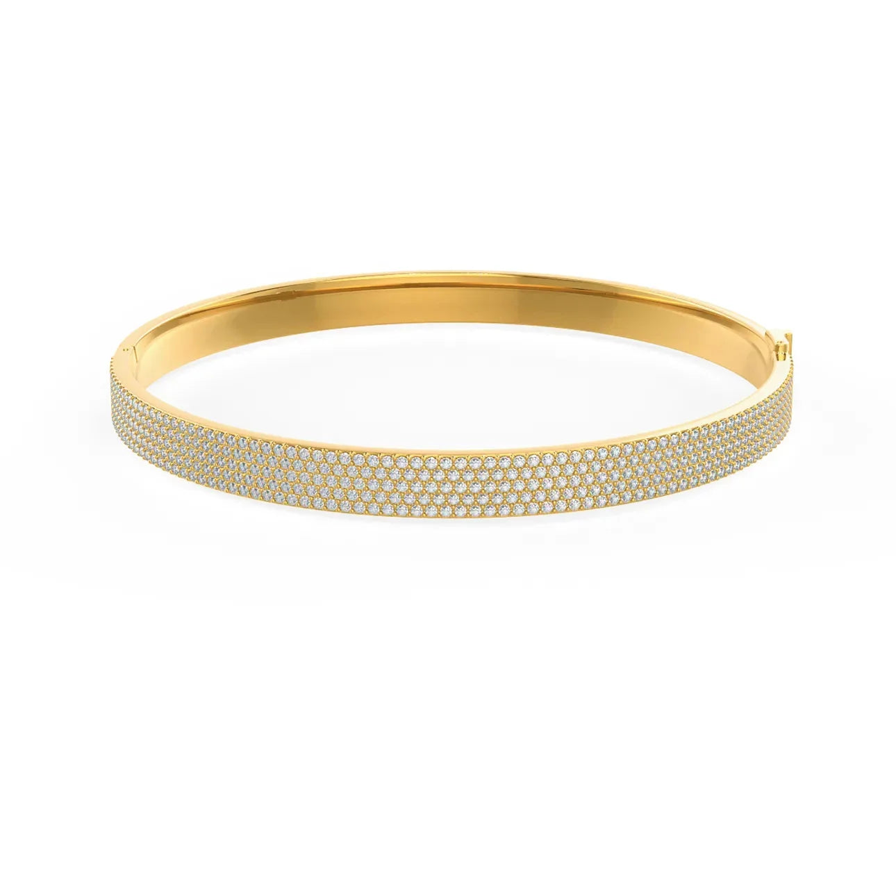 Round Lab Grown Diamond Pave Bangle, EF Color, VS Clarity, IGI Certificate 