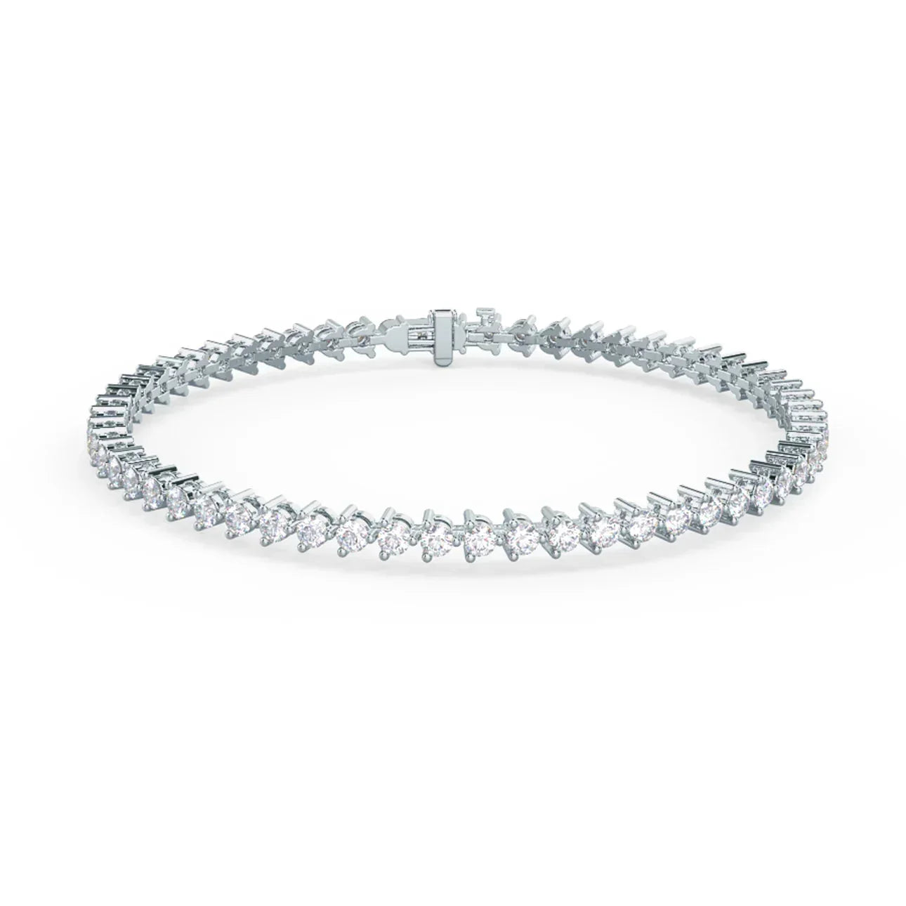 Round Lab Grown Diamond Three Prong Tennis Bracelet, EF Color, VS Clarity, IGI Certificate 