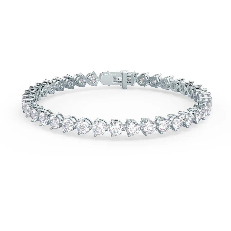 Round Lab Grown Diamond Three Prong Tennis Bracelet, EF Color, VS Clarity, IGI Certificate 