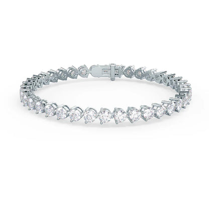 Round Lab Grown Diamond Three Prong Tennis Bracelet, EF Color, VS Clarity, IGI Certificate 