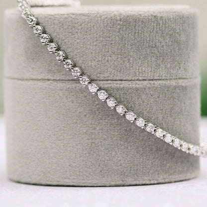 Round Lab Grown Diamond Three Prong Tennis Bracelet, EF Color, VS Clarity, IGI Certificate 