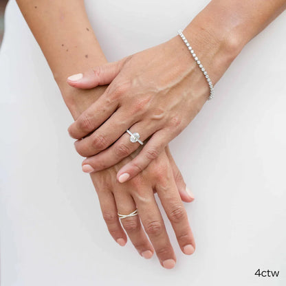 Round Lab Grown Diamond Three Prong Tennis Bracelet, EF Color, VS Clarity, IGI Certificate 
