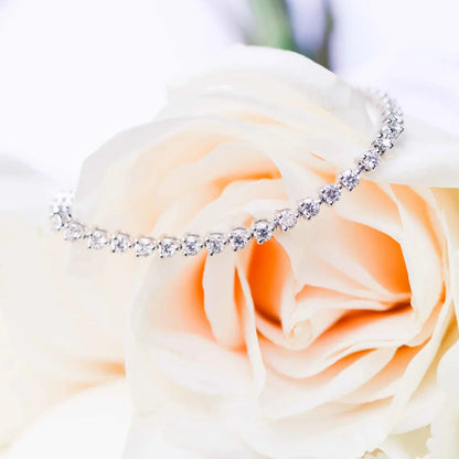 Round Lab Grown Diamond Three Prong Tennis Bracelet, EF Color, VS Clarity, IGI Certificate 