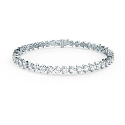 Round Lab Grown Diamond Three Prong Tennis Bracelet, EF Color, VS Clarity, IGI Certificate 