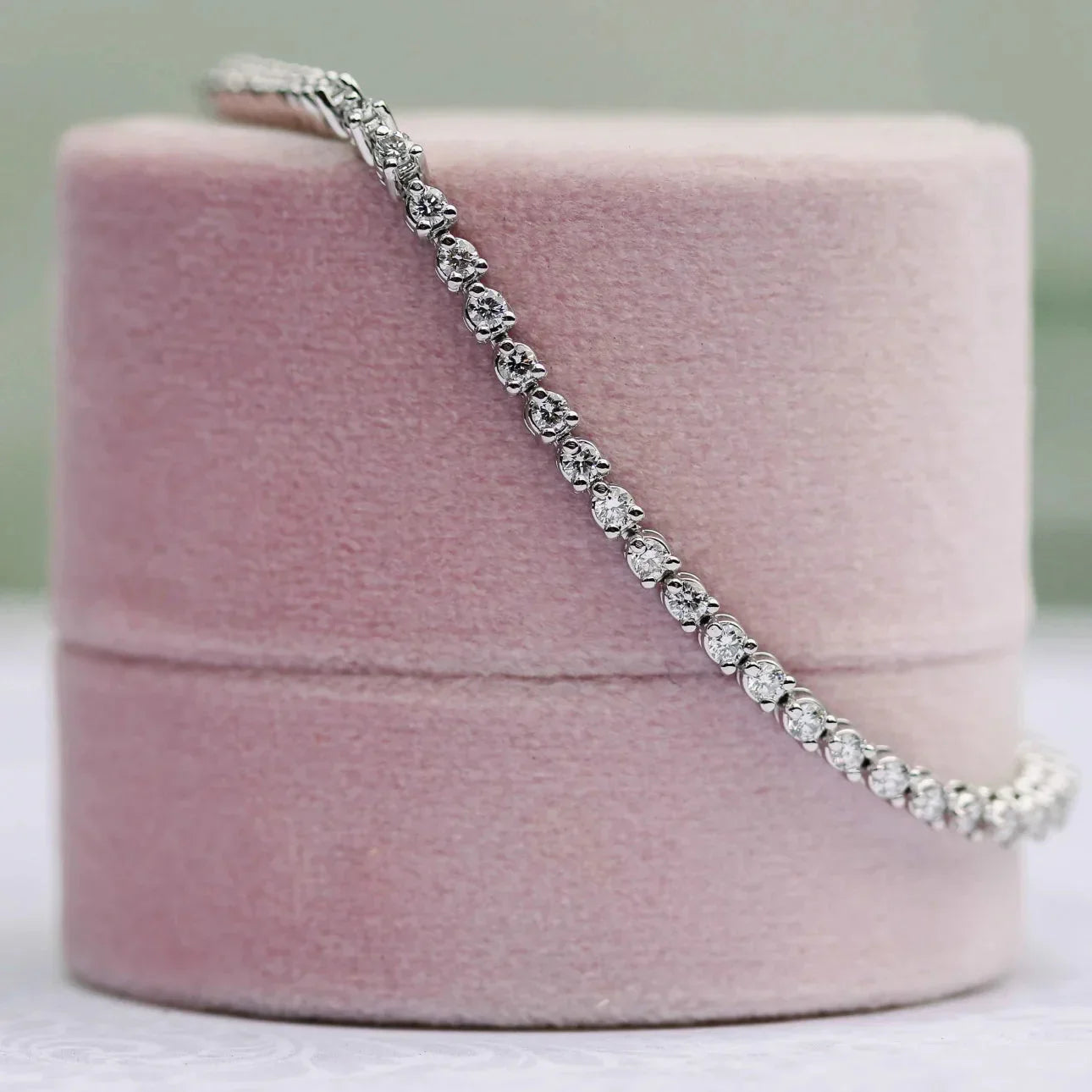 Round Lab Grown Diamond Three Prong Tennis Bracelet, EF Color, VS Clarity, IGI Certificate 