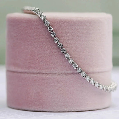 Round Lab Grown Diamond Three Prong Tennis Bracelet, EF Color, VS Clarity, IGI Certificate 