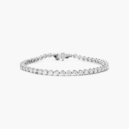 Round Lab Grown Diamond Three Prong Tennis Bracelet, EF Color, VS Clarity, IGI Certified 