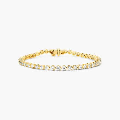 Round Lab Grown Diamond Three Prong Tennis Bracelet, EF Color, VS Clarity, IGI Certified 