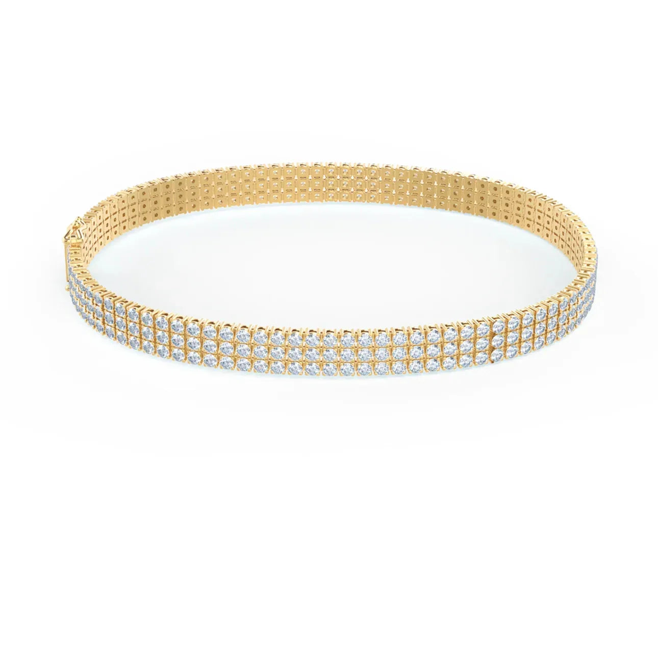 Round Lab Grown Diamond Three Row Diamond Tennis Bracelet, EF Color, VS Clarity, IGI Certificate 