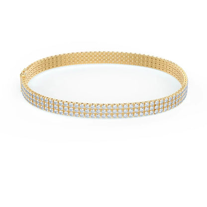 Round Lab Grown Diamond Three Row Diamond Tennis Bracelet, EF Color, VS Clarity, IGI Certificate 