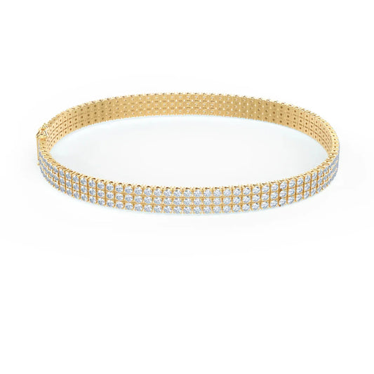Round Lab Grown Diamond Three Row Diamond Tennis Bracelet, EF Color, VS Clarity, IGI Certificate 