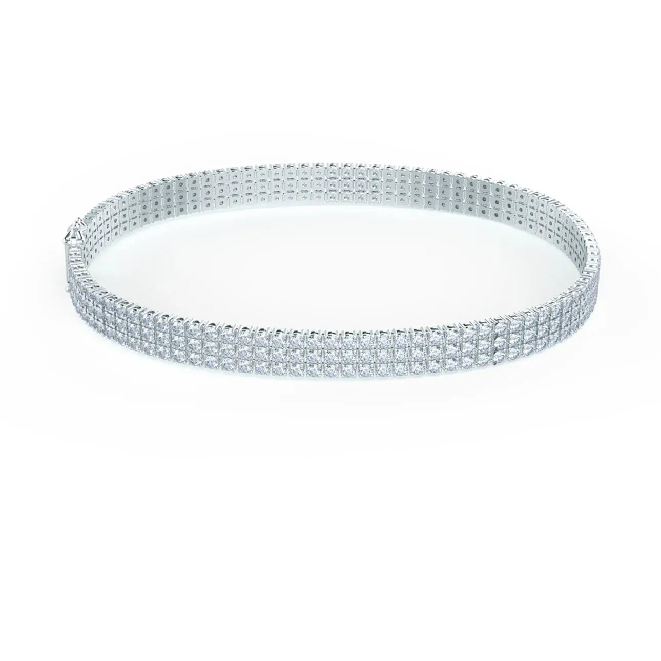 Round Lab Grown Diamond Three Row Diamond Tennis Bracelet, EF Color, VS Clarity, IGI Certificate 