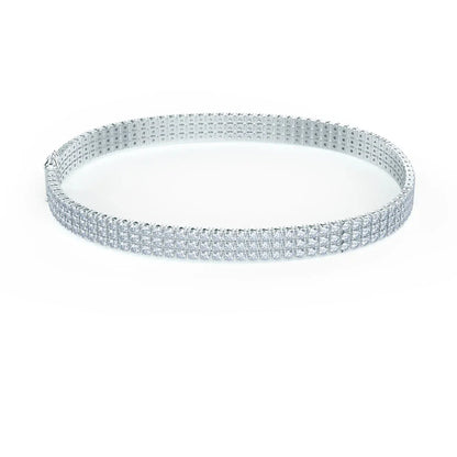 Round Lab Grown Diamond Three Row Diamond Tennis Bracelet, EF Color, VS Clarity, IGI Certificate 
