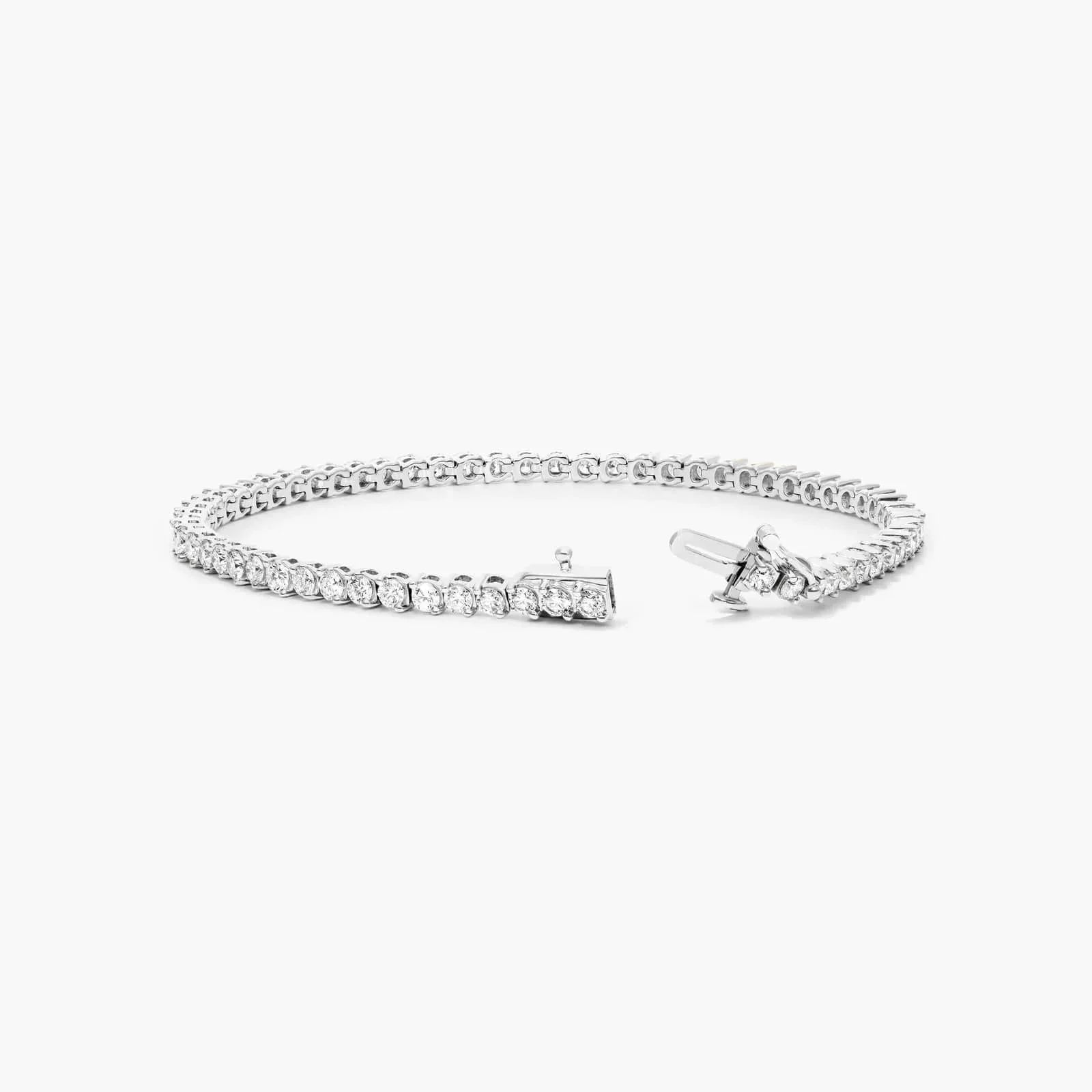 Round Lab Grown Diamond Two Prong Tennis Bracelet, EF Color, VS Clarity, IGI Certificate 
