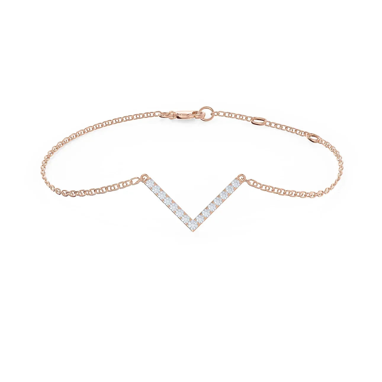 Round Lab grown Diamond V Bracelet EF Color, VS Clarity, IGI Certificate 