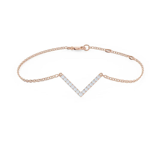 Round Lab grown Diamond V Bracelet EF Color, VS Clarity, IGI Certificate 