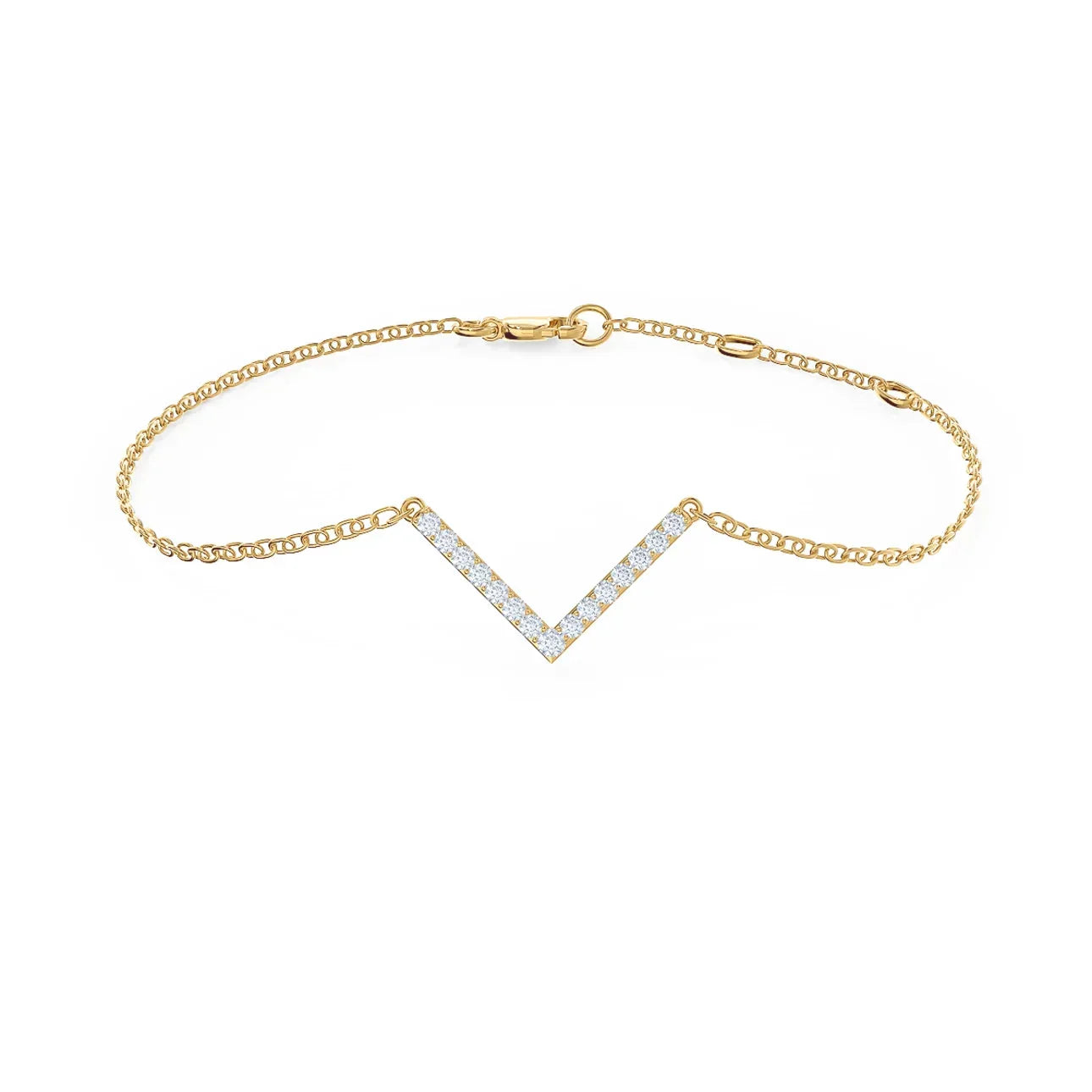 Round Lab grown Diamond V Bracelet EF Color, VS Clarity, IGI Certificate 