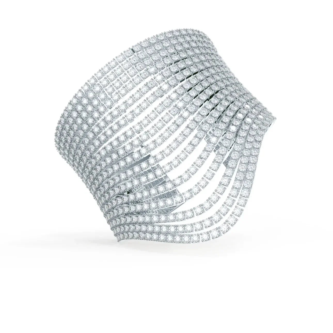 Round Lab grown Diamond Waterfall Cuff Bracelet, EF Color, VS Clarity, IGI Certificate 