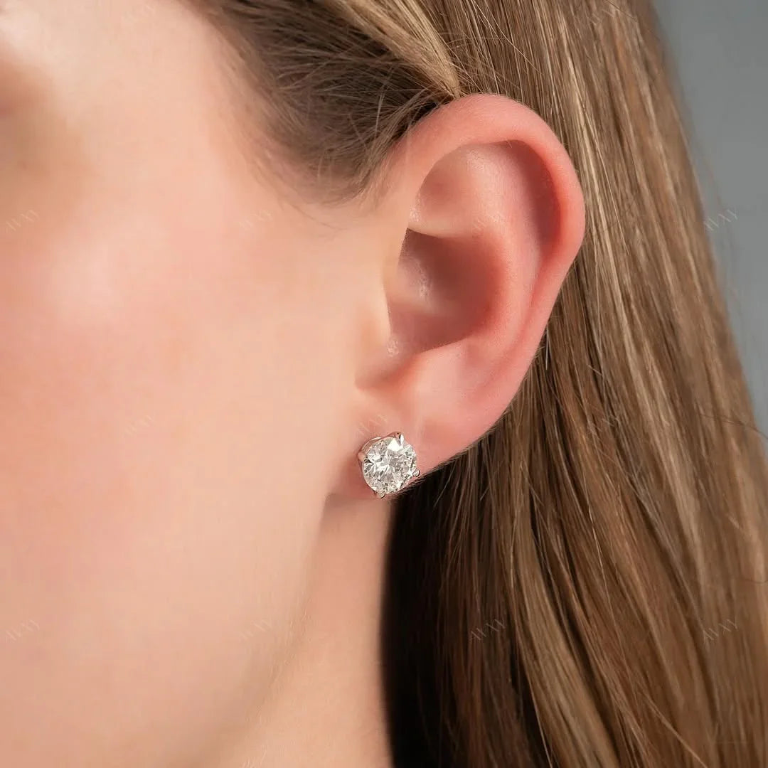 The 4 CTW Basket Stud Earrings set with Round cut diamonds 